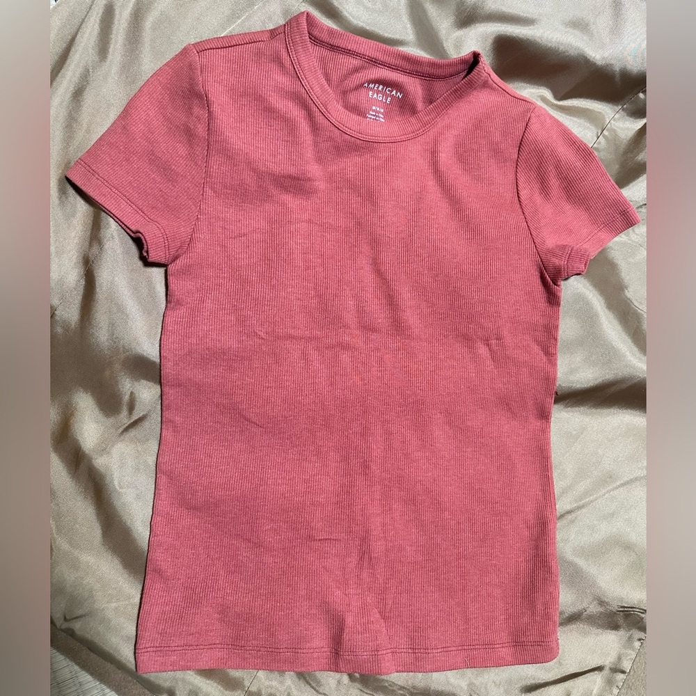 American Eagle Outfitters Rust Ribbed Tee